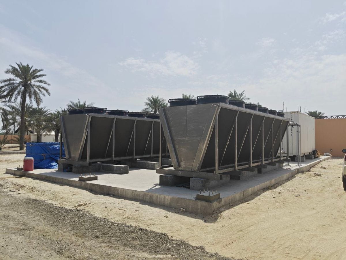 Two 500 kW dry coolers on site in Bahrain